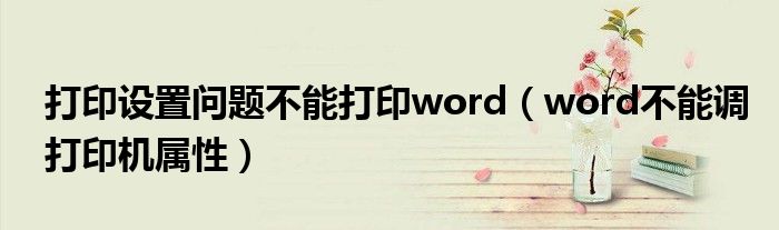 打印設(shè)置問題不能打印word（word不能調(diào)打印機(jī)屬性）