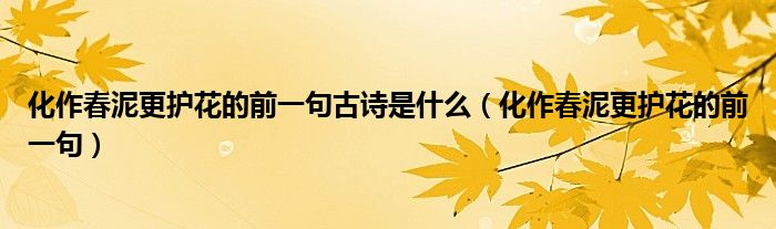 化作春泥更護(hù)花的前一句古詩(shī)是什么（化作春泥更護(hù)花的前一句）