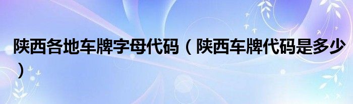 陜西各地車牌字母代碼（陜西車牌代碼是多少）