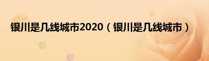 銀川是幾線城市2020（銀川是幾線城市）