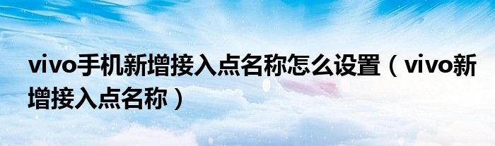 vivo手機(jī)新增接入點(diǎn)名稱怎么設(shè)置（vivo新增接入點(diǎn)名稱）
