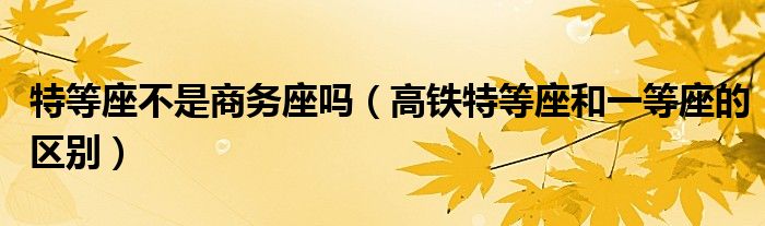 特等座不是商務(wù)座嗎（高鐵特等座和一等座的區(qū)別）