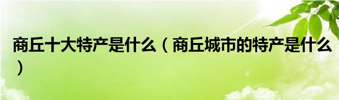商丘十大特產(chǎn)是什么（商丘城市的特產(chǎn)是什么）