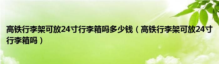 高鐵行李架可放24寸行李箱嗎多少錢（高鐵行李架可放24寸行李箱嗎）