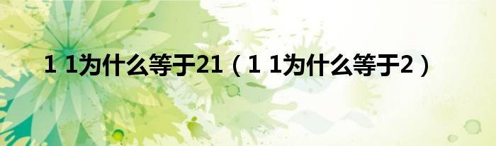 1 1為什么等于21（1 1為什么等于2）