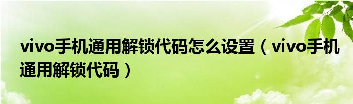 vivo手機通用解鎖代碼怎么設置（vivo手機通用解鎖代碼）