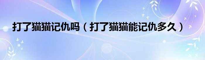打了貓貓記仇嗎（打了貓貓能記仇多久）