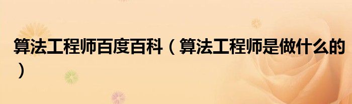 算法工程師百度百科（算法工程師是做什么的）