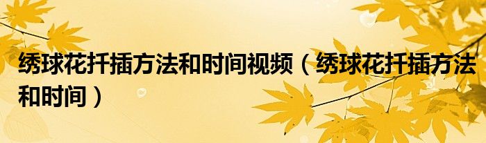 繡球花扦插方法和時間視頻（繡球花扦插方法和時間）