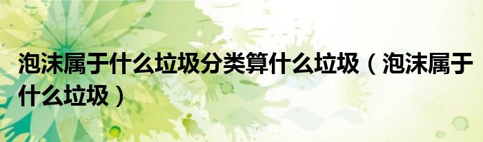 泡沫屬于什么垃圾分類算什么垃圾（泡沫屬于什么垃圾）