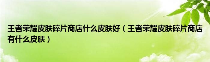 王者榮耀皮膚碎片商店什么皮膚好（王者榮耀皮膚碎片商店有什么皮膚）