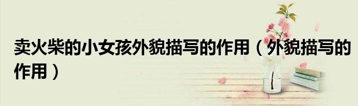 賣火柴的小女孩外貌描寫的作用（外貌描寫的作用）