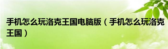 手機(jī)怎么玩洛克王國(guó)電腦版（手機(jī)怎么玩洛克王國(guó)）