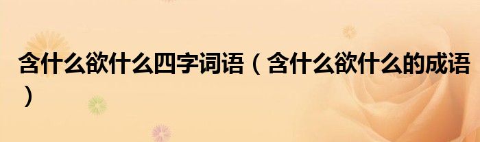 含什么欲什么四字詞語（含什么欲什么的成語）