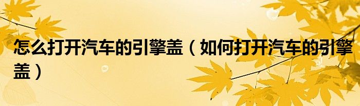 怎么打開(kāi)汽車(chē)的引擎蓋（如何打開(kāi)汽車(chē)的引擎蓋）