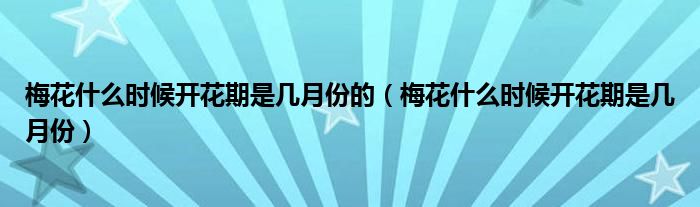 梅花什么時(shí)候開花期是幾月份的（梅花什么時(shí)候開花期是幾月份）