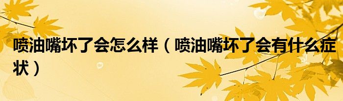 噴油嘴壞了會怎么樣（噴油嘴壞了會有什么癥狀）