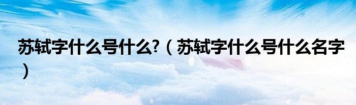 蘇軾字什么號什么?（蘇軾字什么號什么名字）