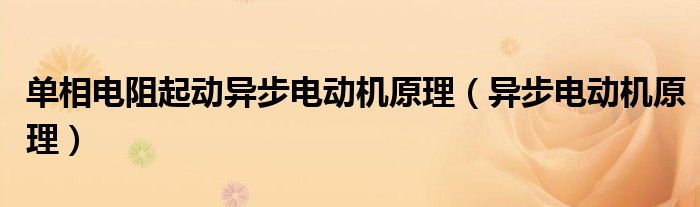 單相電阻起動異步電動機(jī)原理（異步電動機(jī)原理）