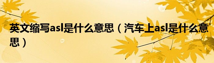 英文縮寫asl是什么意思（汽車上asl是什么意思）