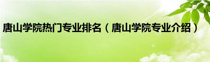唐山學院熱門專業(yè)排名（唐山學院專業(yè)介紹）