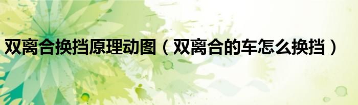 雙離合換擋原理動圖（雙離合的車怎么換擋）