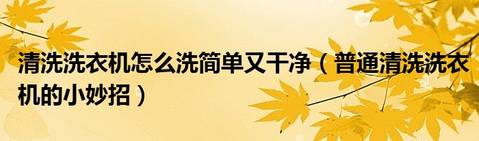 清洗洗衣機怎么洗簡單又干凈（普通清洗洗衣機的小妙招）