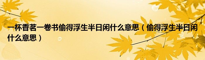 一杯香茗一卷書(shū)偷得浮生半日閑什么意思（偷得浮生半日閑什么意思）