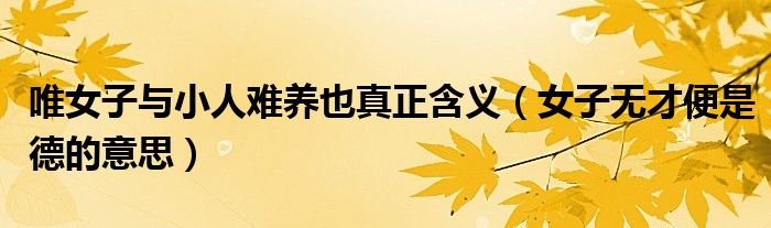 唯女子與小人難養(yǎng)也真正含義（女子無才便是德的意思）