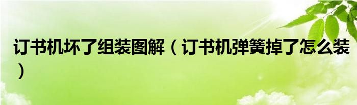 訂書機(jī)壞了組裝圖解（訂書機(jī)彈簧掉了怎么裝）