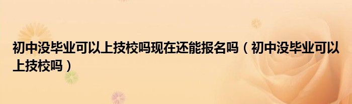 初中沒畢業(yè)可以上技校嗎現(xiàn)在還能報(bào)名嗎（初中沒畢業(yè)可以上技校嗎）