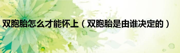 雙胞胎怎么才能懷上（雙胞胎是由誰(shuí)決定的）
