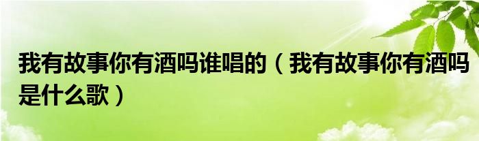 我有故事你有酒嗎誰唱的（我有故事你有酒嗎是什么歌）