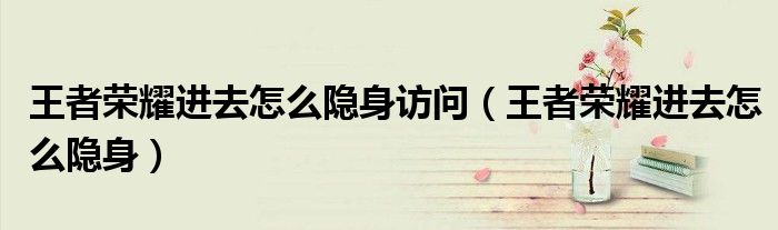 王者榮耀進(jìn)去怎么隱身訪問(wèn)（王者榮耀進(jìn)去怎么隱身）