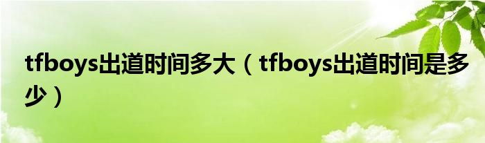 tfboys出道時間多大（tfboys出道時間是多少）