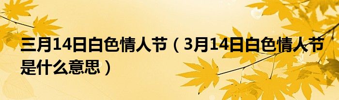 三月14日白色情人節(jié)（3月14日白色情人節(jié)是什么意思）