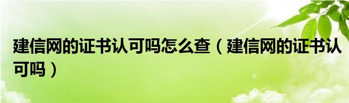 建信網(wǎng)的證書認(rèn)可嗎怎么查（建信網(wǎng)的證書認(rèn)可嗎）