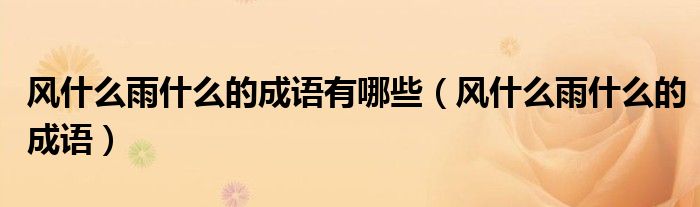 風(fēng)什么雨什么的成語(yǔ)有哪些（風(fēng)什么雨什么的成語(yǔ)）
