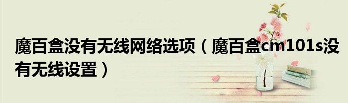 魔百盒沒有無線網(wǎng)絡(luò)選項（魔百盒cm101s沒有無線設(shè)置）