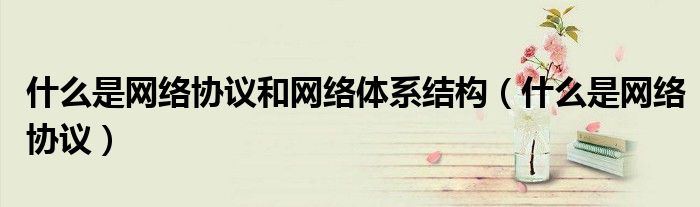 什么是網(wǎng)絡(luò)協(xié)議和網(wǎng)絡(luò)體系結(jié)構(gòu)（什么是網(wǎng)絡(luò)協(xié)議）
