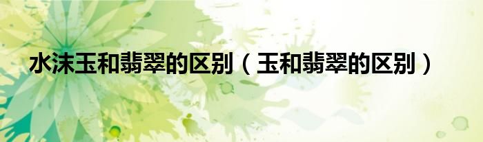 水沫玉和翡翠的區(qū)別（玉和翡翠的區(qū)別）