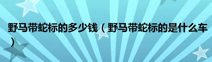 野馬帶蛇標的多少錢（野馬帶蛇標的是什么車）