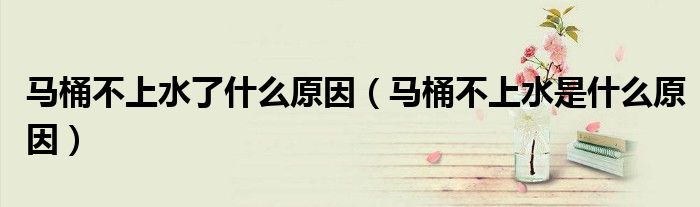 馬桶不上水了什么原因（馬桶不上水是什么原因）