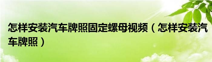 怎樣安裝汽車牌照固定螺母視頻（怎樣安裝汽車牌照）