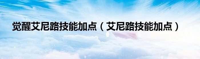覺醒艾尼路技能加點（艾尼路技能加點）