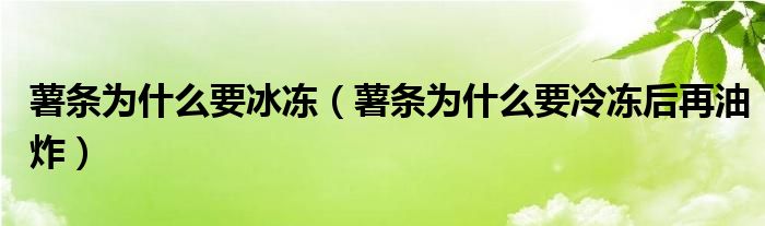 薯?xiàng)l為什么要冰凍（薯?xiàng)l為什么要冷凍后再油炸）