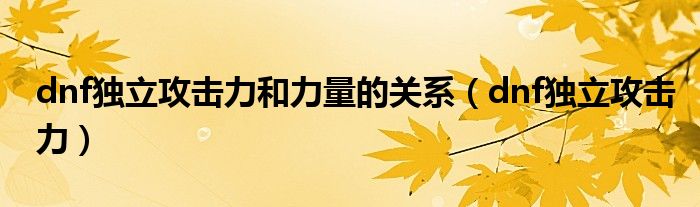 dnf獨(dú)立攻擊力和力量的關(guān)系（dnf獨(dú)立攻擊力）
