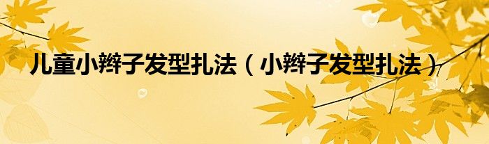 兒童小辮子發(fā)型扎法（小辮子發(fā)型扎法）