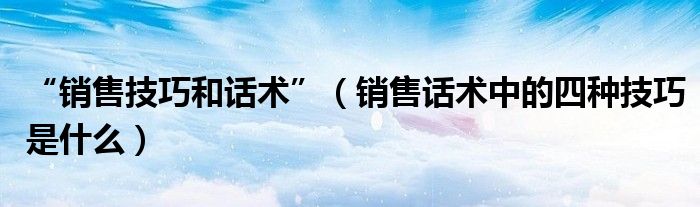 “銷售技巧和話術(shù)”（銷售話術(shù)中的四種技巧是什么）