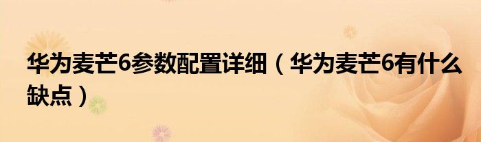 華為麥芒6參數(shù)配置詳細（華為麥芒6有什么缺點）